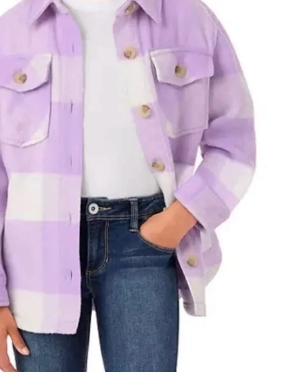 Kids Purple Plaid Button-Up Jacket - Unbranded